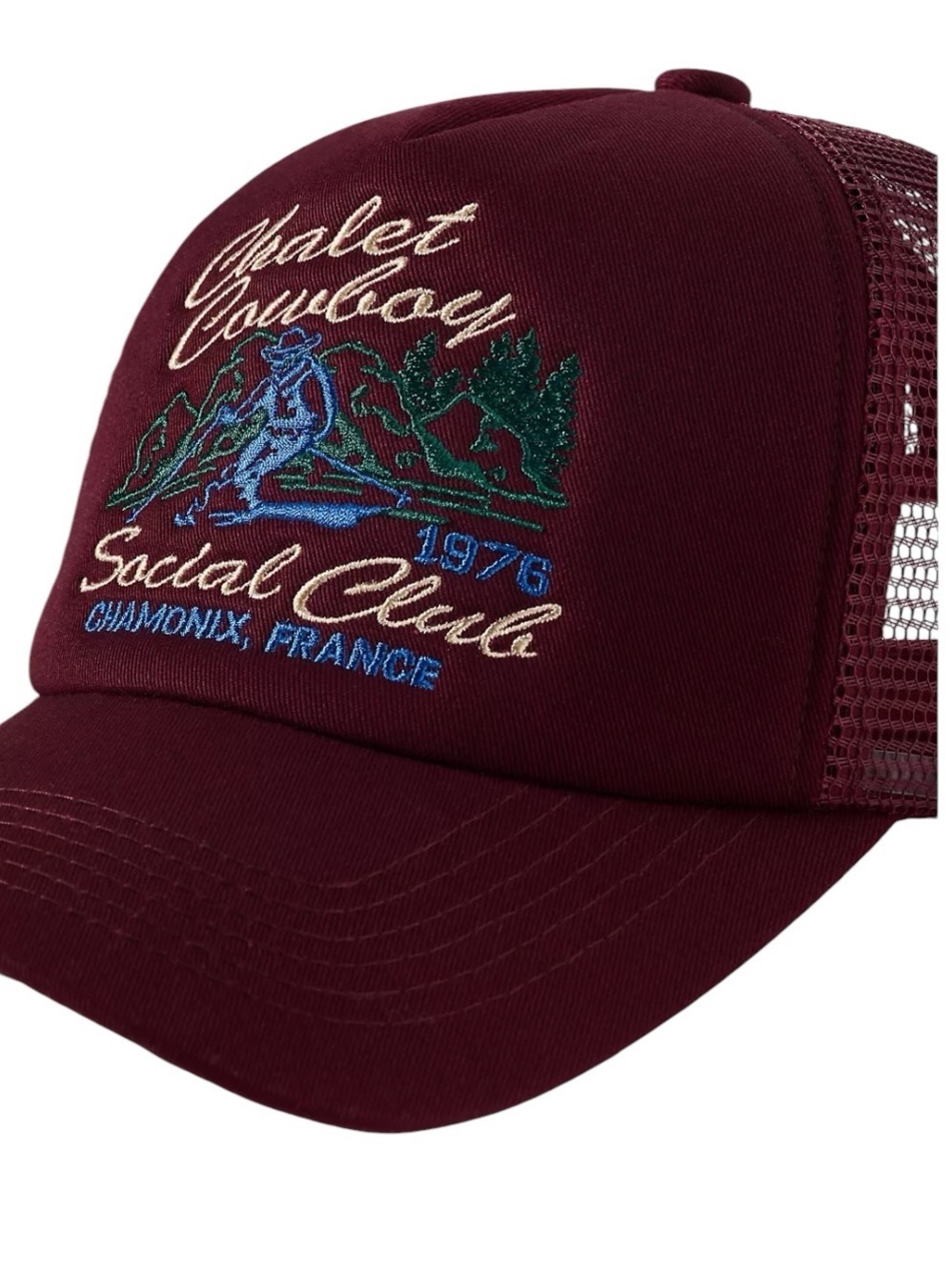 Anthropologie Worn West Trucker Hat Maroon Chalet Cowboy Social Club NWT